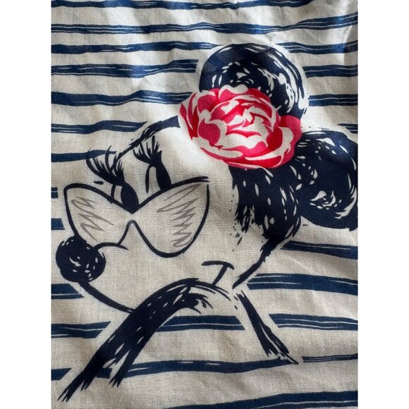 Disney Parks Minnie Mouse Striped Scarf With Rose Accent & Pink Trim - Picture 2 of 9